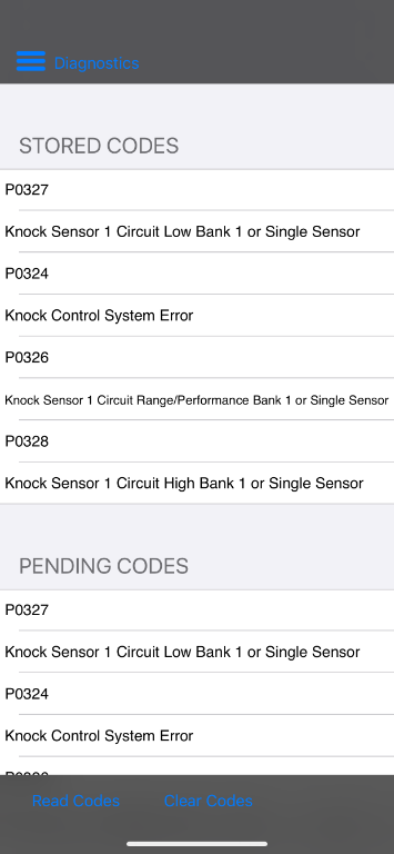 knock sensor codes